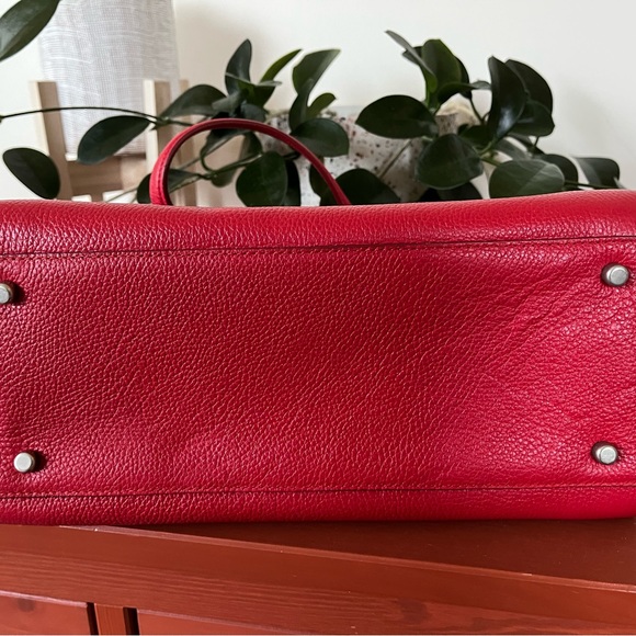 Coach Red Leather hand bag with detachable crossbody strap. Like new. - Picture 6 of 7